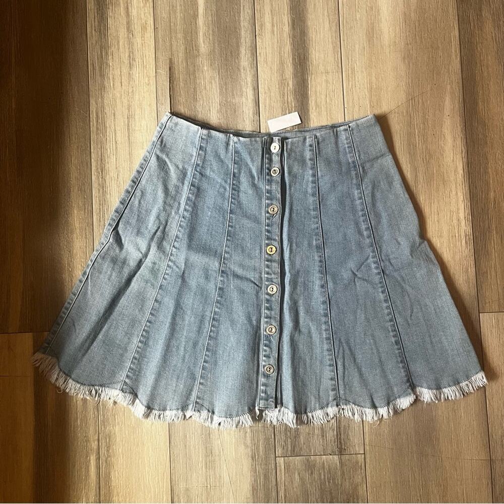 Jealous Tomato Blue Button-Front Skater Skirt